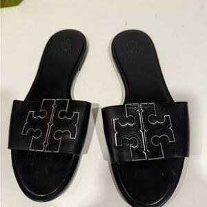 Tory Burch Black Leather Slides